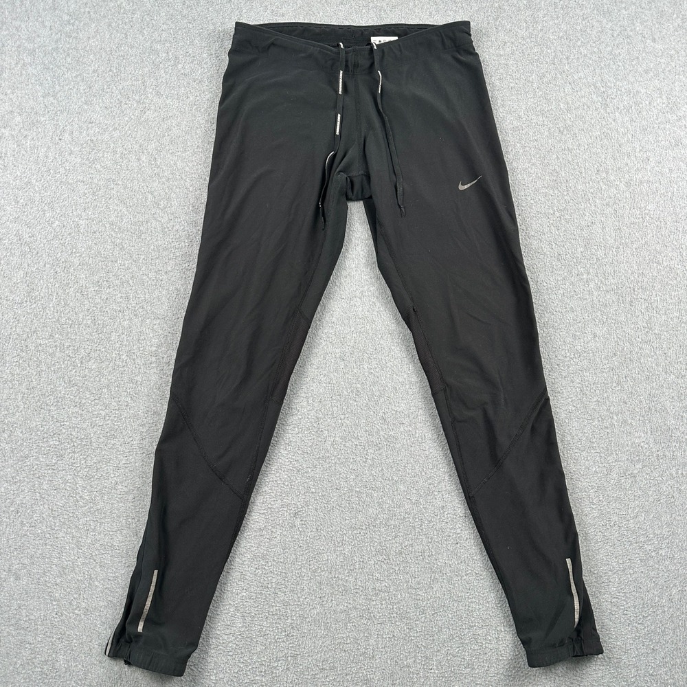 Nike Pants Womens M Dri-FIT Running Black Reflective Zipper Cuffs Athletic